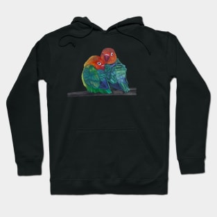 Two Colorful Loverbird Parrots Hoodie